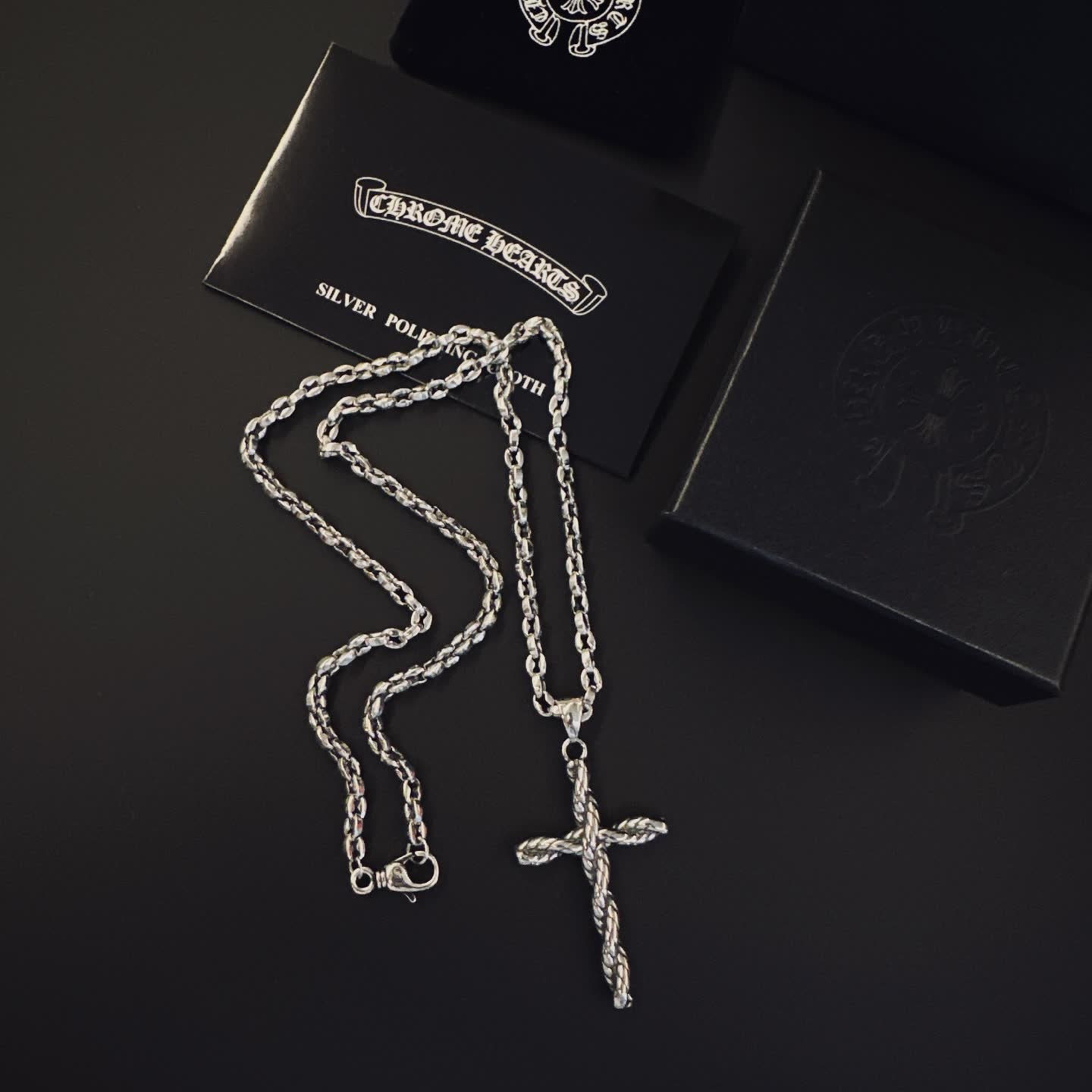 Chrome Hearts Silver Cross Pendant Necklace